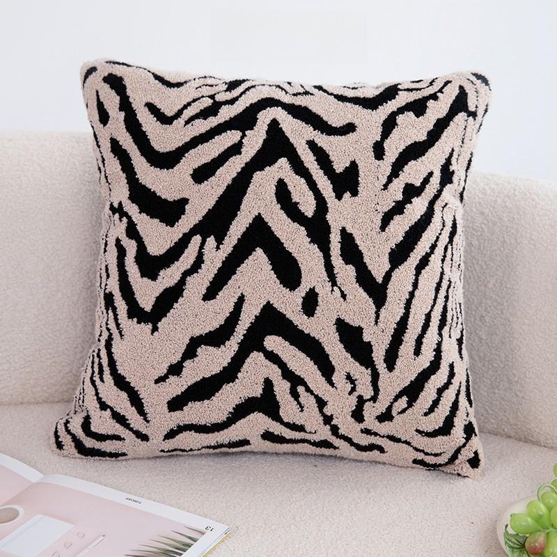 Flower Zebra Checkered Line Tiger Pattern Plush Cushion For Bedroom Lounge And