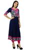 Women Blue Anarkali Kurti Rayon Printed Flaired Kurta Long Dress Custom