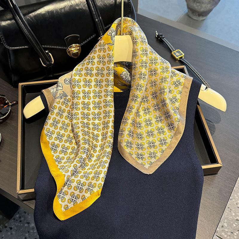 100% Silk Scarf Bandana Women Square Scarves Wrap Kerchief Green Mulberry Silk Bandana Fashion Luxury Headband Hijab Shawl