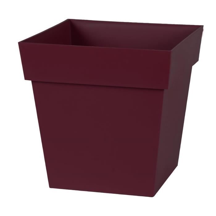EDA Square Flower Pot TOSCANE - 22 L - 32 X 32 X H 32 Cm - Burgundy Red