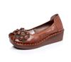 2024 Ethnic Style Cowhide Wedge Heels: Comfortable, Non-Slip, Floral Casual Shoes