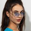 Vintage Sunglasses for Women Brand Designer Rimless Polygon Sun Glasses Fashion Shades Square Cutting Lens Frameless Eyeglasses