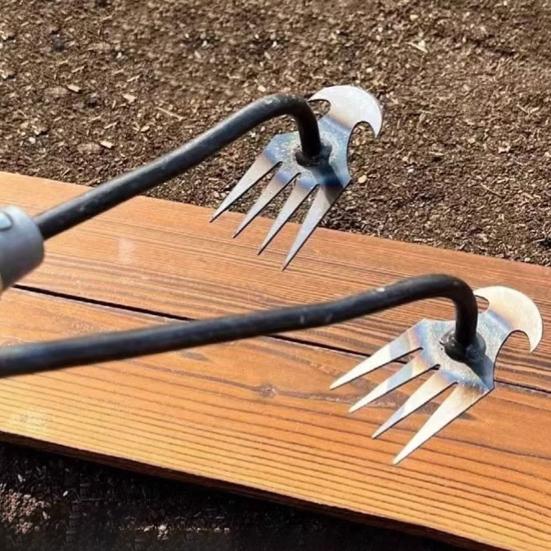 Инструмент для ленивой прополки, инструмент для прополки, двойного назначения, ручная мотыга для удаления сорняков, 4 зубца, кованая ручная машина из марганцевой стали