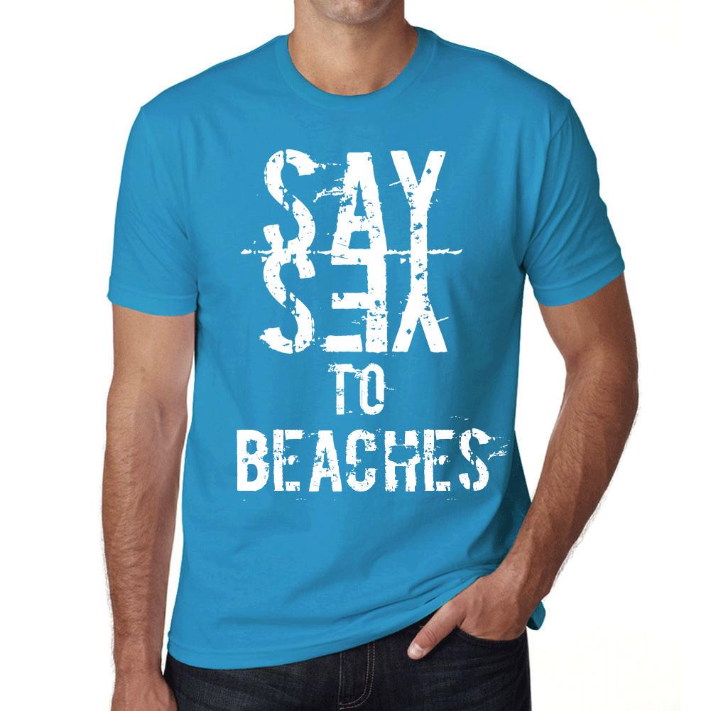 Men’s Vintage Tee Shirt Graphic T Shirt Say Yes To Beaches Aqua