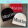 Letter Streetwear Matin Knitted Beanie Warmth Ear Protection Cold Cap Seasons