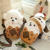 Milk Tea Cup Cute Dog Doll Crossbody Shoulder Bag Doll Creative Simulation Plush Toy Girl Best Friend Gift