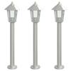 VidaXL Outdoor Floor Lamps 3 Pcs Silver 80 Cm Stainless Steel, Outdoor Ground Lighting, Ground Lighting of 4006382