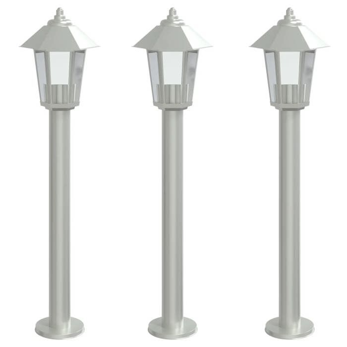 VidaXL Outdoor Floor Lamps 3 Pcs Silver 80 Cm Stainless Steel, Outdoor Ground Lighting, Ground Lighting of 4006382