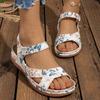 Fashion Fashion Floral Print Wedge Sandals for Women Summer Lightweight Non Slip Beach Shoes Woman Comfy Casual Outdoor Sandalias Mujer