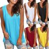 Solid Color V-Neck Sleeveless T-Shirt: 14 Colors, 6 Sizes, European & American Summer Style for Women