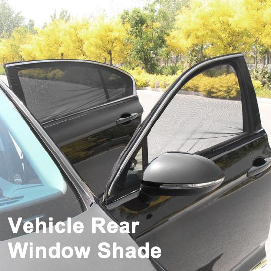 1 Pair Car Rear Window Sunshade UV Protect Shield Mesh Prevent Mosquito Sunshine Privacy Protection Elastic Folding Curtain for Most Vehicles Sedans