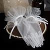 Bride Mesh Thin Short White Gloves