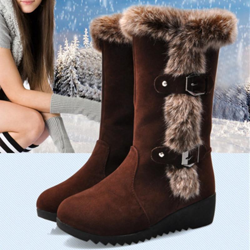 Large Size Women's Cotton Boots 2023 Winter New Plush Warm Snow Boots Women's Casual Mid-calf Boots