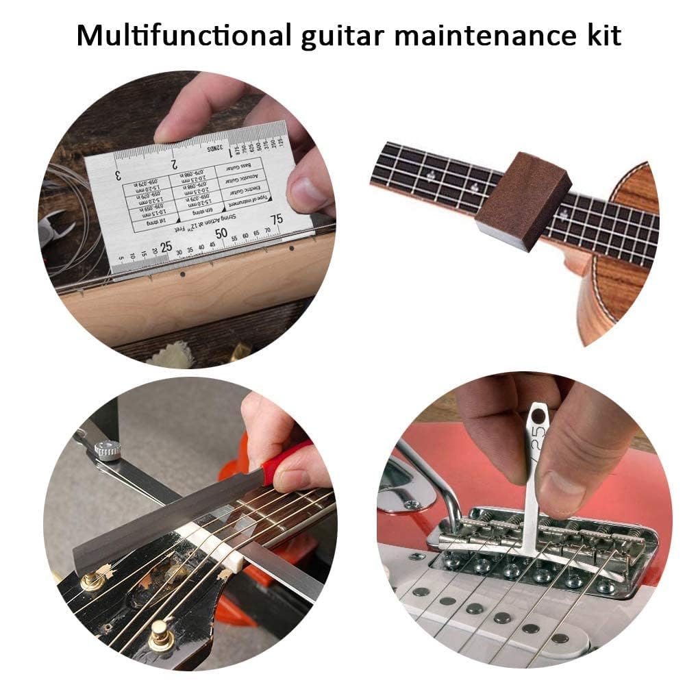 YWHWLX 72-Piece Guitar Maintenance Kit, Repair Tools, Guitar Repair Set, Guitar Cleaning Set, Care Tool Set for Acoustic Guitars, Electric Guitars,