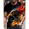 Summer Round Neck 3D Eagle Print Top Fashionable Casual Short Sleeved Men's T-shirts