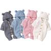 Newborn Baby Boy Girls Bear Ear Knit Romper Hooded Wool Sweater Jumpsuit Outfits