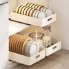Multifunctional Kitchen Pull-out Dishes Storage Drain Rack Stainless Steel Cabinet Pull-out Basket Drawer Shelf Dishes