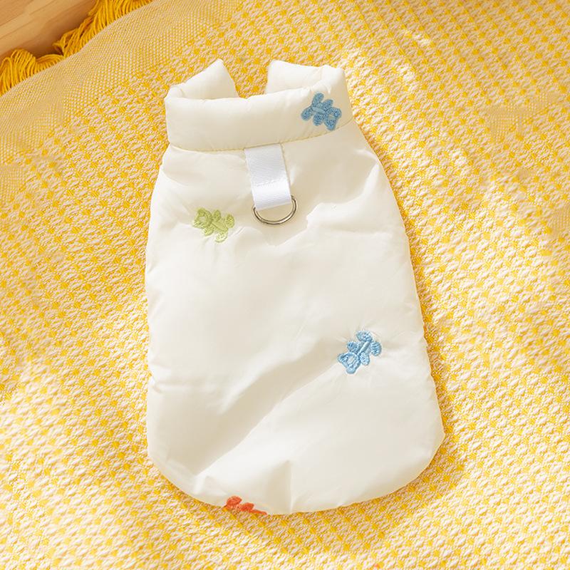 Cat clothes autumn and winter warm embroidered bear with scarf into cat kitten vest puppy dog teddy pet clothing