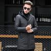 New Winter Casual Men's Jacket Business Gentleman Hooded Zipper Jacket Thickened Warm Middle-aged Leather Down Jacket