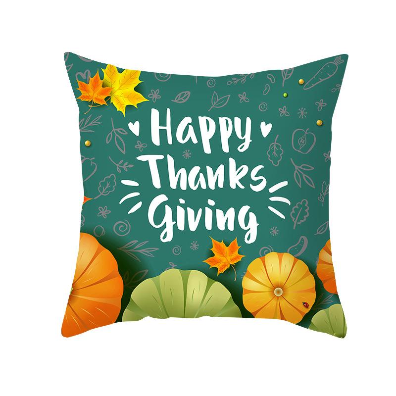 Thanksgiving Pillowcase Wish New Product Cartoon Pumpkin Turkey Peach Skin Printed Pillowcase Sofa Cushion