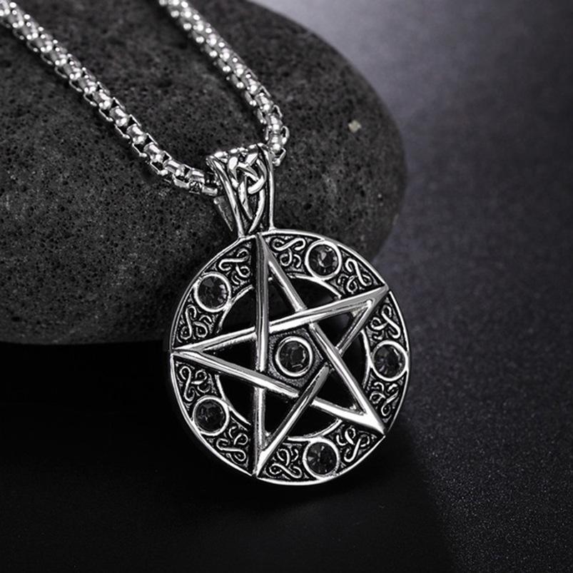 European and American Retro Devil Satan Logo Pentagram Pendant Necklace Accessories