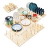 Wooden Pegboard Drawer Organizer Adjustable Dish and Plate Organizer Cookware Utensils Cabinet Drawer Organization