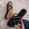 Large Size Flat Bottom Clip Toe Flip Flops Women Solid Color Woven Clip Toe Outer Wear Beach Sandal Flops