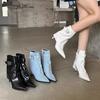 Fashion 2025 New Design High Heel Women Booties Women's High Quality Pointed Thin Heel White Ankle Boots  Fashion Tube Boots Botas Mujer