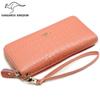 KANGAROO KINGDOM Fashion Women Wallet Genuine Leather Long Zipper Clutch Purse Card Holder Phone Wallet Brand