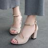 Fashion Top Seller Summer Women's High Heels 2024 New Sexy Fish Mouth Hollow Roman Sandals Thick with Word with Beaded Female Sandals