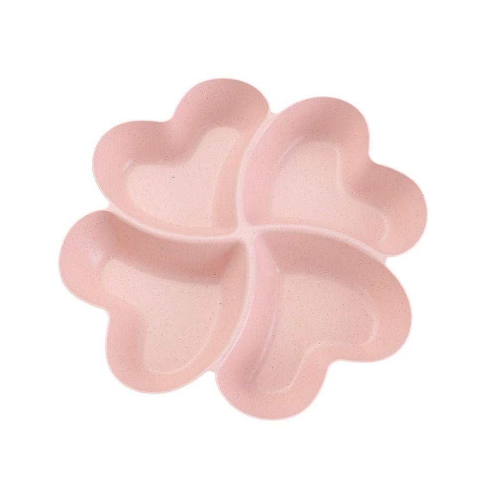 Wheat Straw Appetizer Serving Platter Unbreakable 4-Compartment Food Storage Tray Four Leaf Clover Shape Snacks Serving Dish