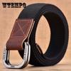 Fashion Casual Men Canvas Belt Double Ring Metal Buckle Colorful Waistband Luxury Jeans Belts for Women Strap Male Gray