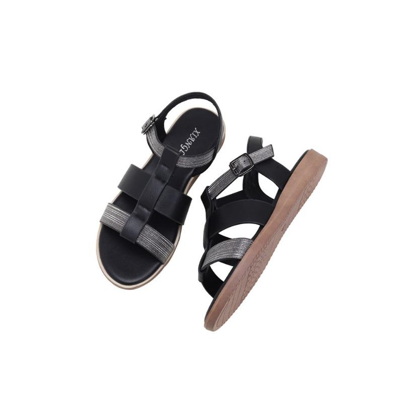 Fashion Roman Shoes Hollowed Out Beach Rhinestones with Open-toed Flat Sandals