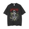 Anime Women's T-Shirt Gothic Printed T-Shirt Hip Hop Streetwear Punk Summer Vintage Washed Oversized Top Women's Clothing