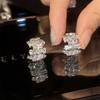 Zircon Irregular C-shaped Stud Earrings Light Luxury High-end Cold Wind Earrings Fashion Ins Personality Trend Earrings
