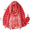 Spring and Summer Cotton and Linen Scarf with Celebrity Style Geometric Style Tassel Scarf Warm Shawl