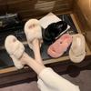 New House Furry Slipper Women Winter Women Cross Fluffy Fur Home Slide Flat Indoor Floor Shoes Ladies Flip Flops Chanclas Mujer