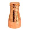 Pure Copper Bedroom Water Bottle with Inbuilt Glass, Hammered Shine Design, Drinkware and Storage Purpose, 1000 Ml (Pack of 1)