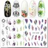 1 Sheet Water Transfer Nail Sticker Decal Nail Art Decoration Flower Butterfly Cactus Leaf Geometry