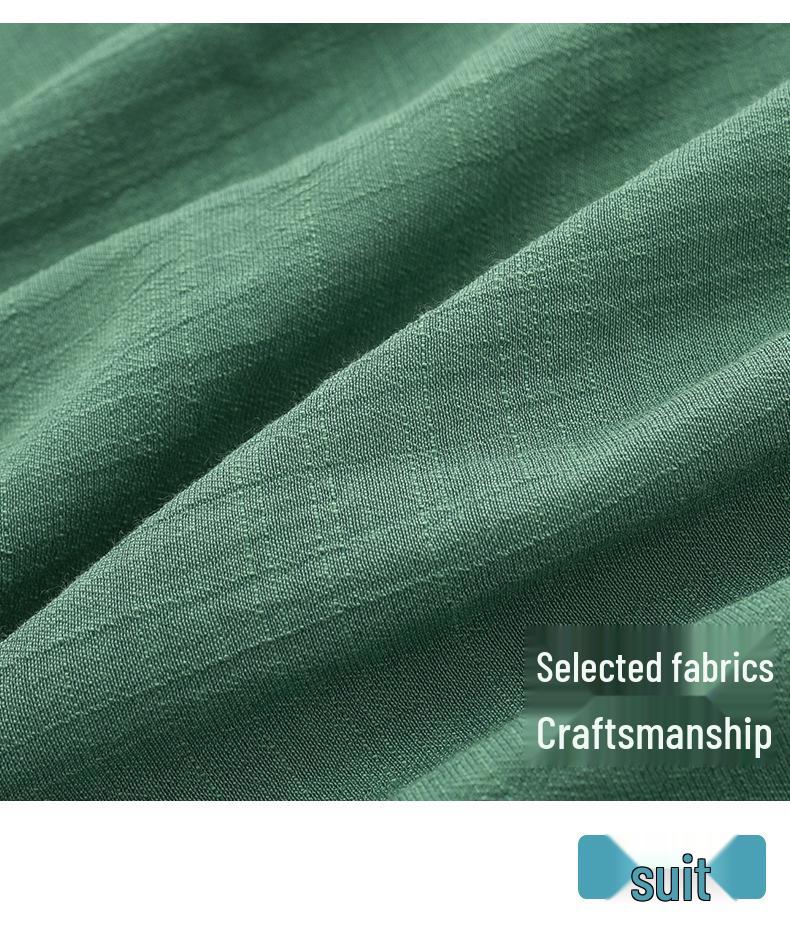 Elderly Women's Cotton Linen Short Sleeve Two-Piece Summer Outfit