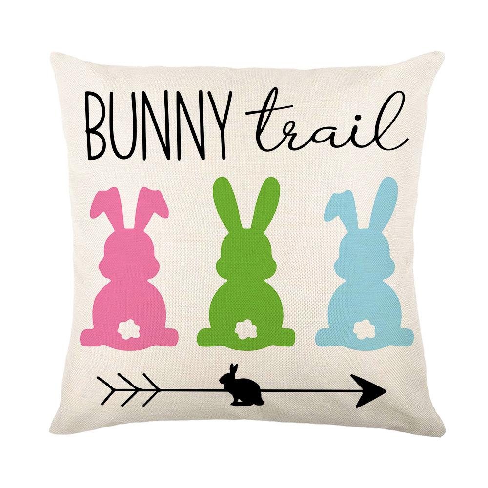 Cartoon Black and White Plaid Rabbit Print Pillow Cover Western Easter Home Living Room Cushion Cover Pillow