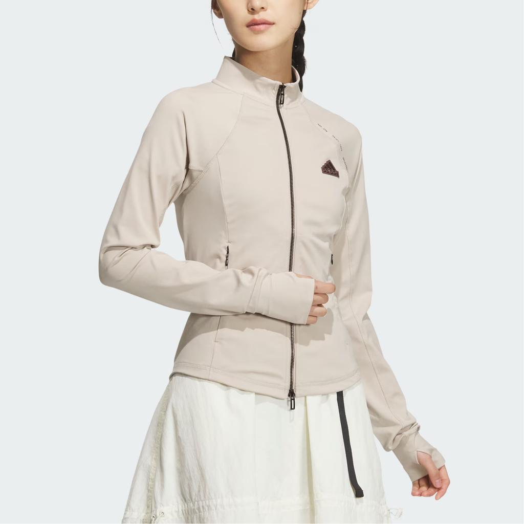 Adidas Tech Slim Knit Jacket Running Fitness Quick-Dry Yoga Casual Training Tight Jacket Women Jacket Beige JJ1116