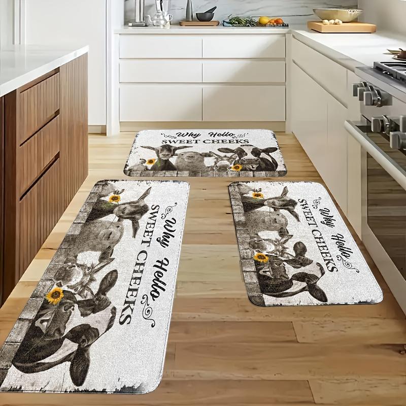 1Pcs Cow Pattern Floor Mat Modern Kitchen Polyester Rug Non-Slip Colorful Indoor Carpet, For Home Bathroom Bedroom Living Room Decor