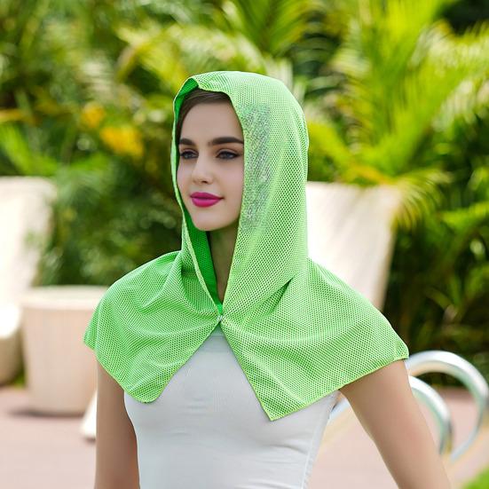 Cooling Hoodie Towel Neck Face Sun Protection Ice Towel Summer Hot Weather Breathable Sports Gym Workout Head Wrap Shawl