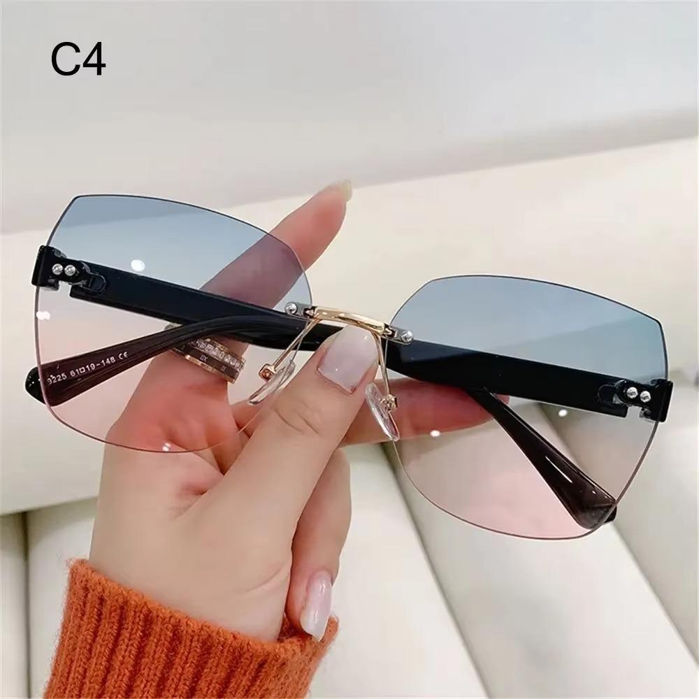 Vintage Rimless Sunglasses Gradient Sunglasses Women Shades Fashion UV400 Eyewear Frame Sun Glasses Ladies Eyeglasses