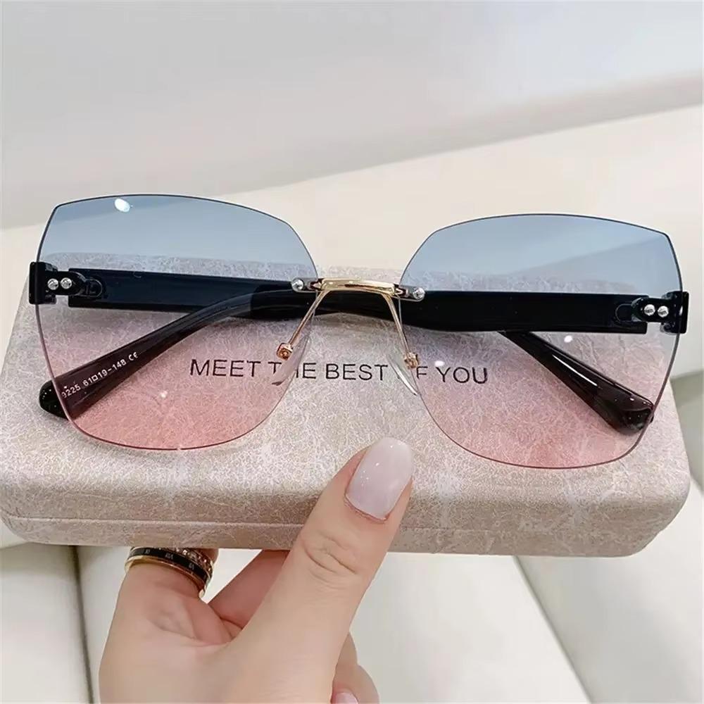Vintage Rimless Sunglasses Gradient Sunglasses Women Shades Fashion UV400 Eyewear Frame Sun Glasses Ladies Eyeglasses