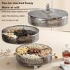 Triple Layer Divided Nut Serving Tray with Lid 360-degree Rotation Transparent Plastic Snack Platter Container BPA-Free Dried Fruit Storage