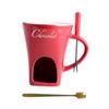 Ceramic Chocolate Fondue, Melting Cup, Butter Warmer, Fondue Mug Set for Birthday Gifts, Mother's