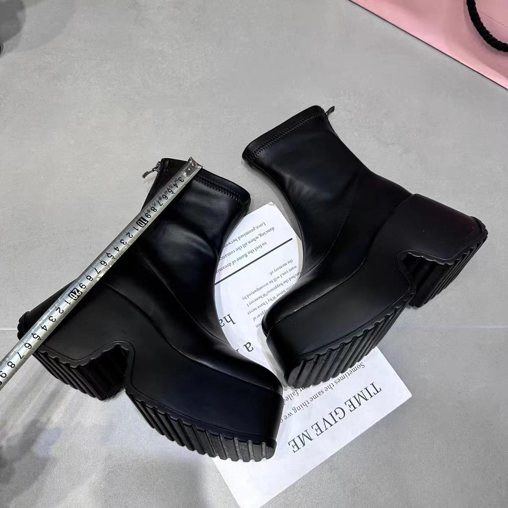 Brand New Women Ankle Boots Gothic Style Sexy Elegant Chunky Platform Shoes Woman Walking Comfy Woman Shoes Platform Shoes