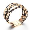 New Fashion Elegant Multilayer Leopard Leather Wrap Wide Bangles Bracelets for Women Jewelry Gifts